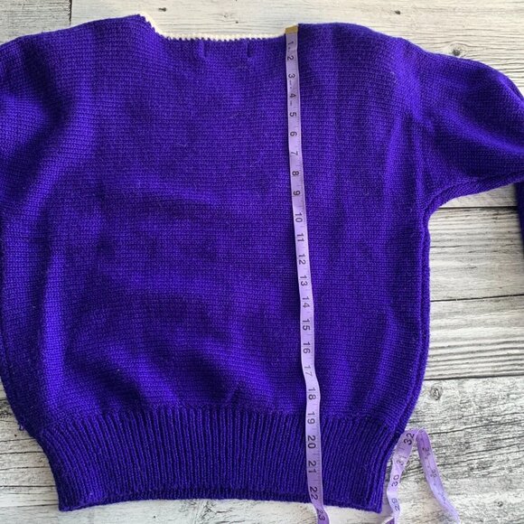 Vintage 80s Jaclyn Smith Blue Silver Metallic Beaded Embellished Sweater - Picture 12 of 14